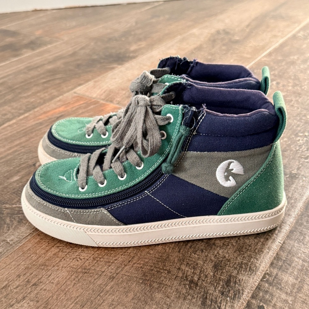 BILLY Footwear Big Kids Earth Street High Top Adaptive Sneakers, Navy Green, 5M